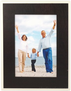 Dark Brown Wood Mat in Metal Picture Frame