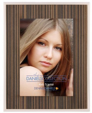 Striped Wood Mat Silver Picture Frame