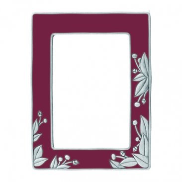 Cinnabar Red Botanical Garden Frame in Solid Pewter