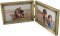 Antique Brushed Brass Hinged Horizontal Double Picture Frame